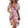 Women's Casual Fashion Dress Vintage Floral Floral Short Sleeve V-neck Dress