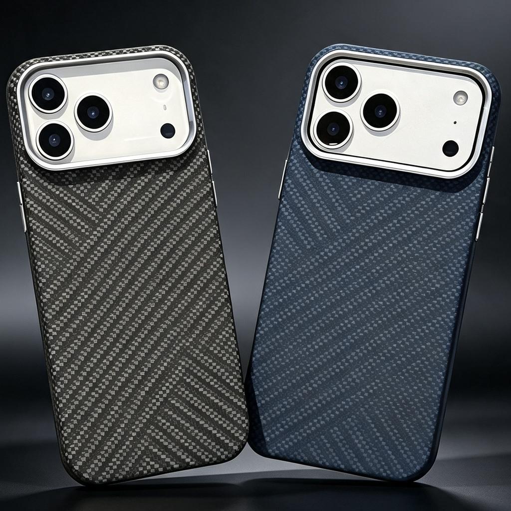 Магнитный чехол из арамидного волокна Kevlar для iPhone 17 Pro Max / 17 Pro, чехол для телефона Shadow Carbon Fiber с поддержкой беспроводной зарядки