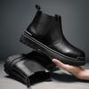 Fashion Mens Chelsea Boots Autumn Spring High-top Platform Retro Work Boots Students Walking Black Boots Casual Shoes
