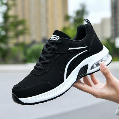 Модная женская повседневная обувь Воздушная подушка ПУ кожа Вулканизированная Женская Осенняя Модная Удобные Кроссовки Спортивные Большой Размер Платформа