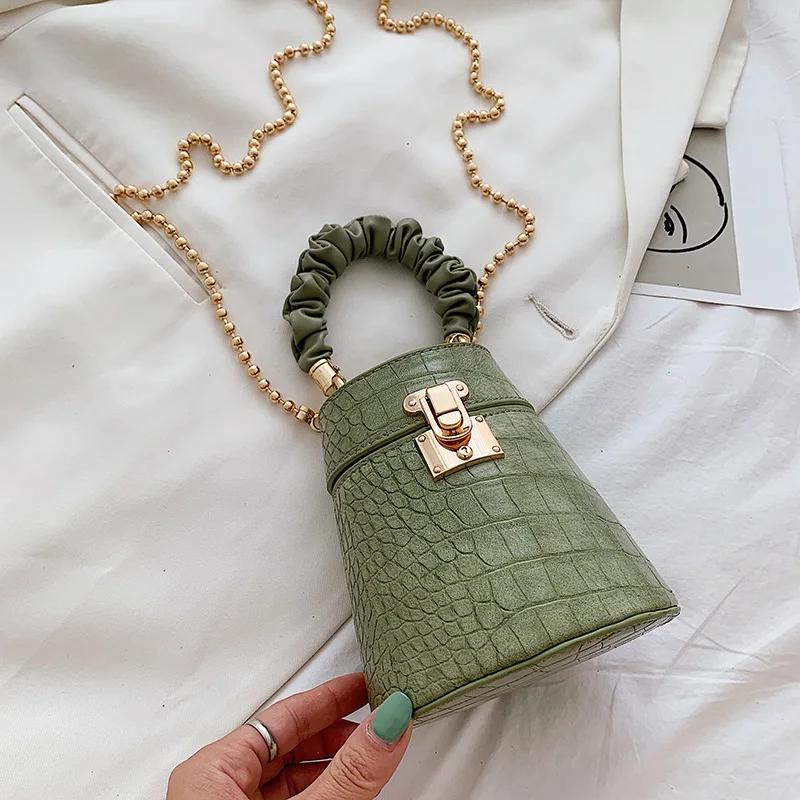 Женская сумка-чехол на цепочке через плечо, корейская модная косметичка, сумка-ведро с каменным узором, монохромный повседневный кошелек