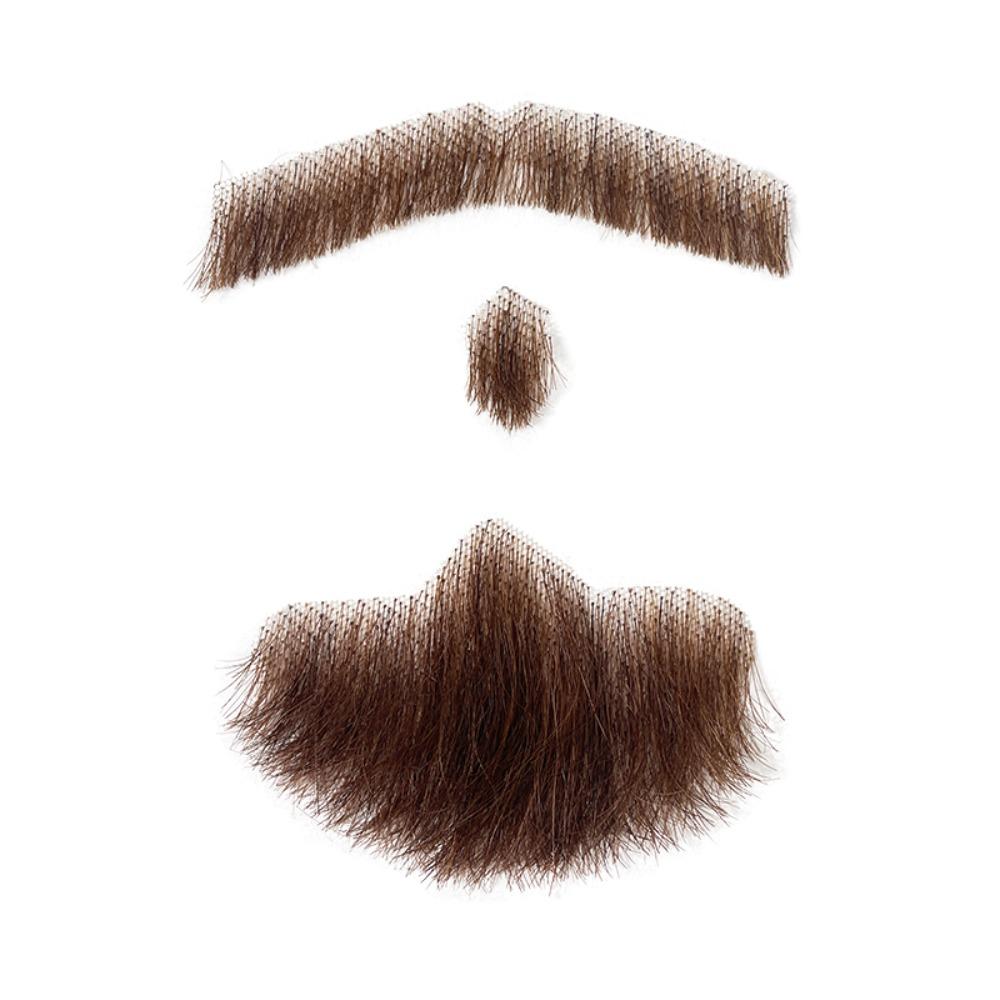 Fancy Human Hair Beard Handmade Realistic Fake Moustache Cosplay Party Tools Makeup Fake Beard Man