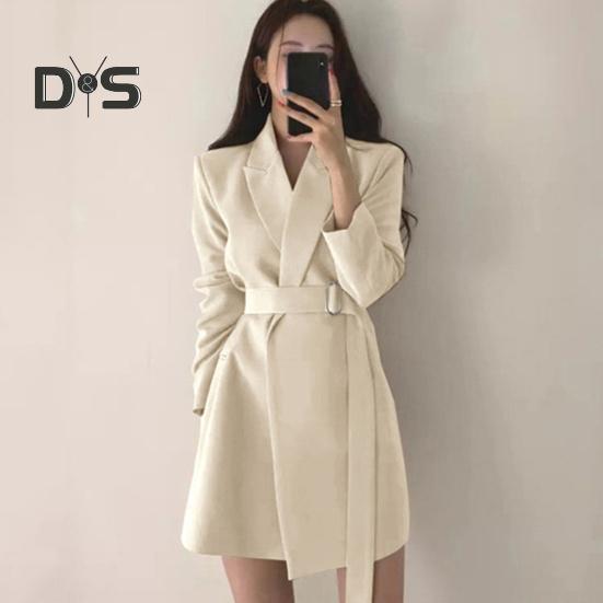 Женский пиджак с лацканами, длинным рукавом, поясом, пиджаком с боковыми карманами, однотонный, свободный крой, офисная женская верхняя одежда