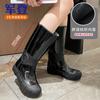 Women Rain Shoes Thickened High Barrel Waterproof Anti Slip Rain Shoes Fashion Work Outgoing Wear Resistant Shoes Trend Platform