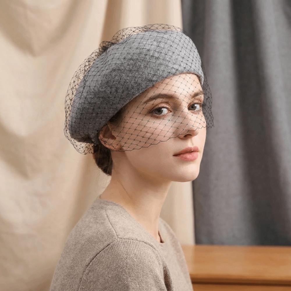 French Style Painter Hat Net Beanie Cap Vintage Mesh Wool Beret Girl