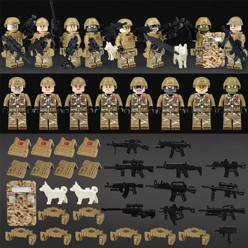 Mini Puzzle Game Set 8 Special Forces Action Figures With Removable Joints And Weapons