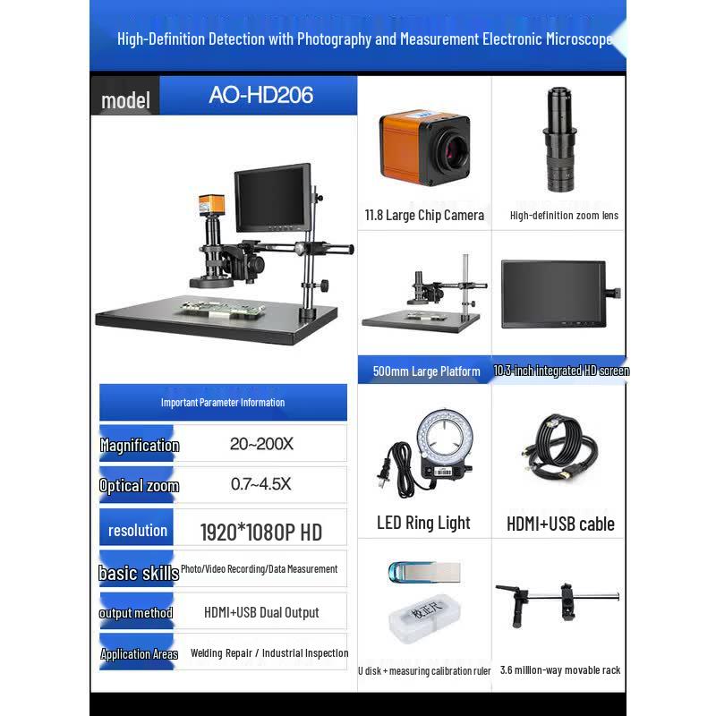 AOSVI AO-HD206 4K HD Electronic Repair Microscope
