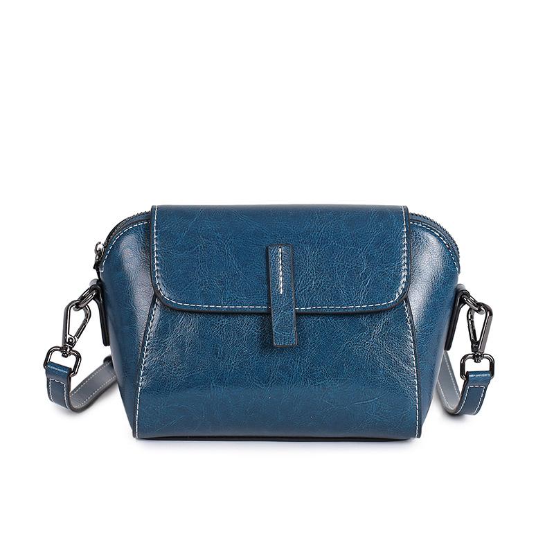 Новая женская кожаная сумка из воловьей кожи с масляной восковой пропиткой, на плечо, универсальная, повседневная, модная, портативная, мессенджер, сумка-ракушка