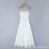 French Vintage Strapless Backless Dress Floral Maxi Gown Women Slim Fit S-L