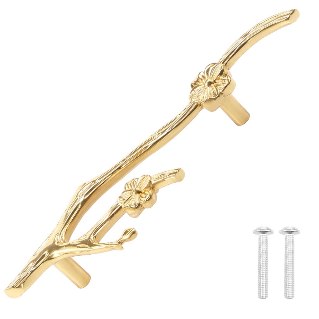 Золотая мебельная ручка в виде веточки, ручка для ящика комода, ручка-кнопка для комода в форме цветочной ветви, латунные ручки для шкафа в виде ветвей для домашнего декора