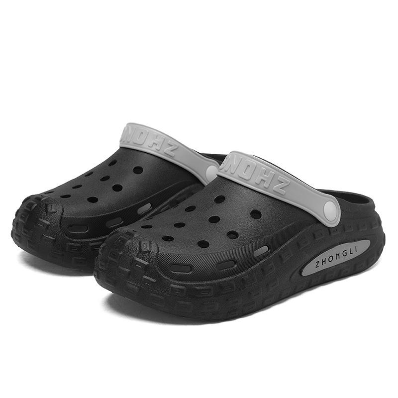 Туфли с дырочками мужские и женские трендовые пляжные туфли летние удобные туфли шлепанцы мужские с закрытым носком на платформе сандалии