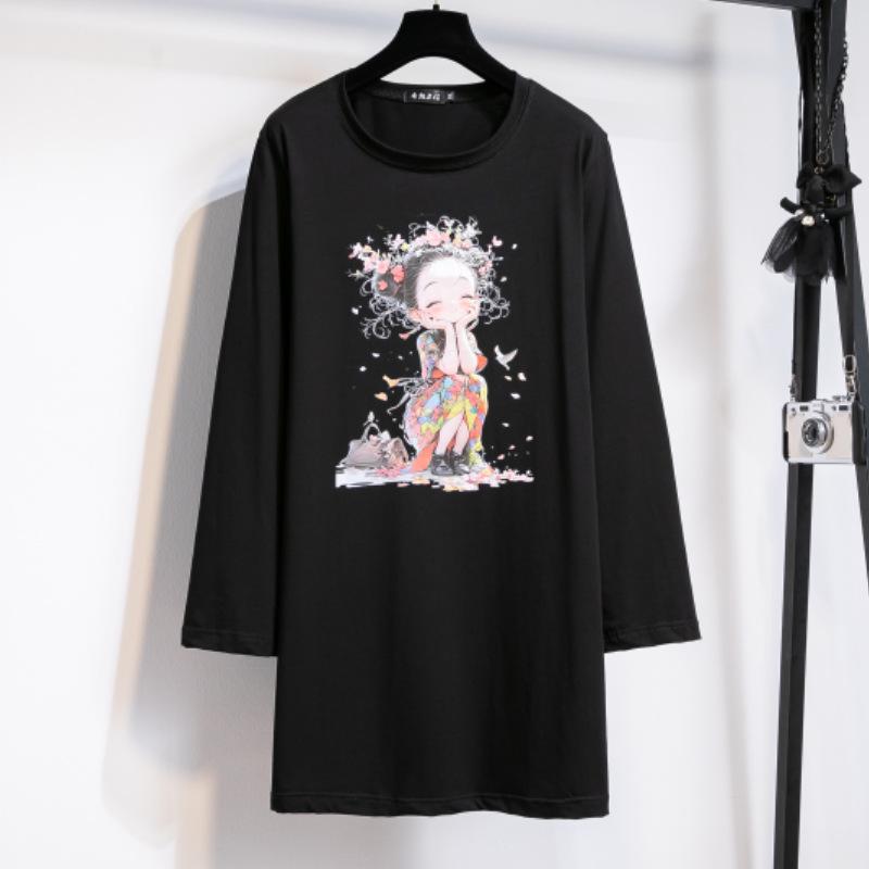 Women's Korean Style Plus Size Solid Color Long Sleeve T-Shirt - Fashionable Hot Stamping, Casual and Versatile for Autumn 2025