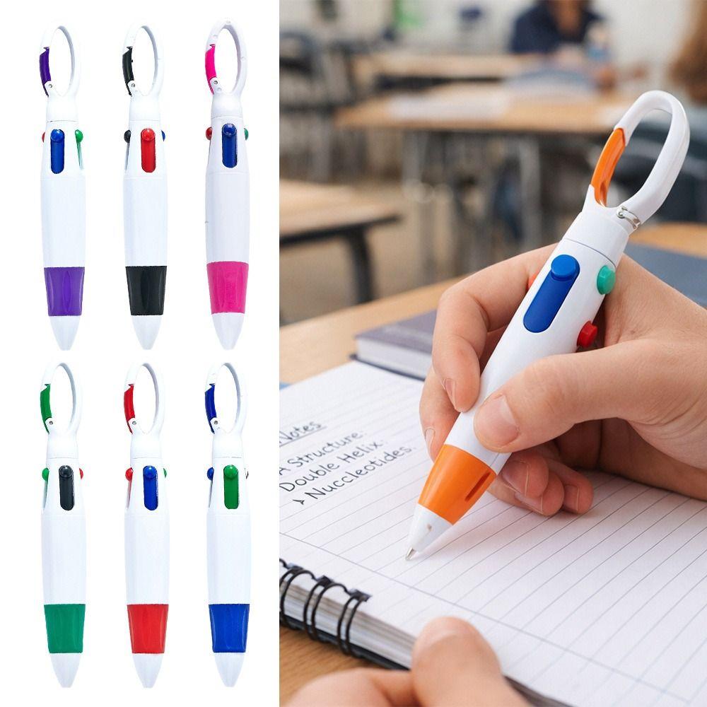 1pcs Press Type Carabiner Buckle Pen Plastic Neutral Pen Portable Ballpoint Pen Students