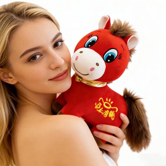 2026 Год Лошади Плюшевая Игрушка Счастливая Лошадь Талисман для Лунного Нового Года Мягкая Набивная Игрушка для Украшения Символ Удачи Празднование