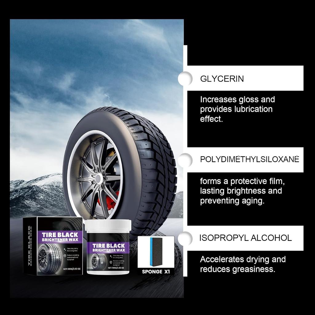 Tire Shine Wax Coating Paste, Car Tire Black Shine with Conditioners, Resists Water & Sunshine Fading, Tire Cleaner with Applicators for Cars,