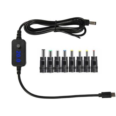 Адаптер-кабель USB C на 5.5x2.5 мм с 8 наконечниками Тип C Кабель питания Выход Регулируемый 5V 9V 12V 15V 20V Для роутера