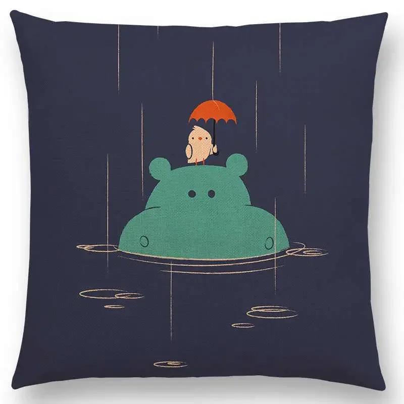 Последние мультяшные животные Милая акула Кошка Птица Жираф Пингвин Кит Белый медведь Бегемот Панда Чехол для подушки Автомобильный диван Наволочка