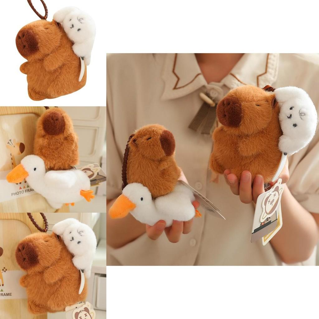 Lovely Capybara Pull String Plush Keychain Available In Various Charming Animal Designs