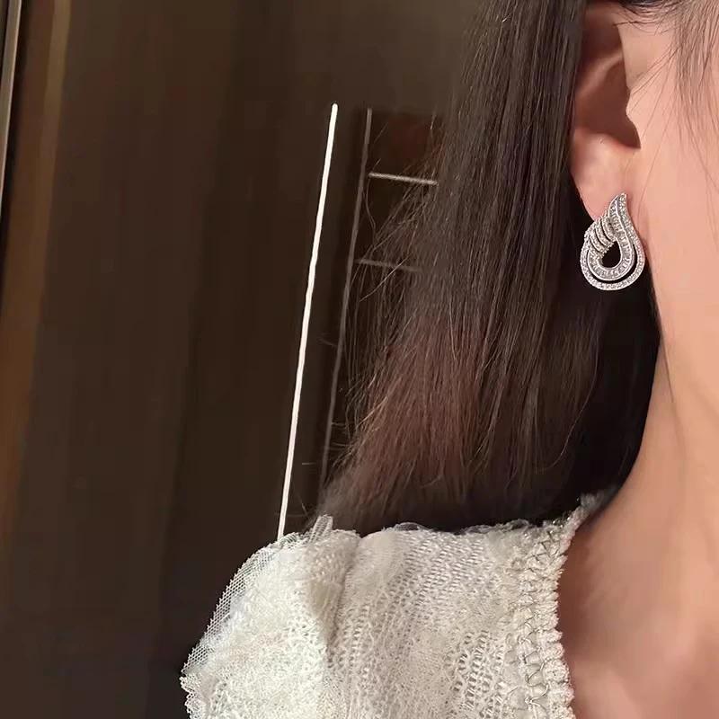 Xiaomi Huitan Women Earrings Silver Color Inlaid Shiny CZ Unique Design for Wedding Party Engagement Trendy Luxury Accessories Jewelry