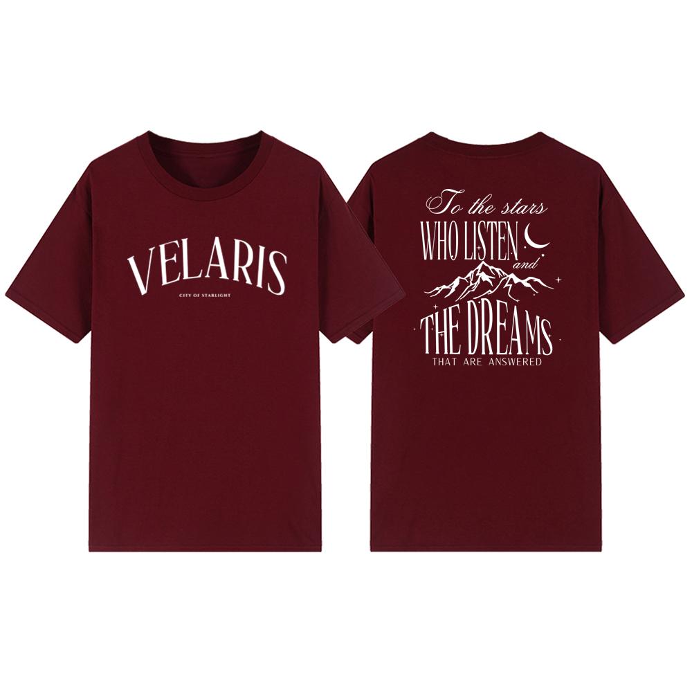 Velaris City of Starlight Acotar Графические футболки Футболка Night Court Bookish Gift Мужчины Женщины Футболки с коротким рукавом Уличная одежда Топы