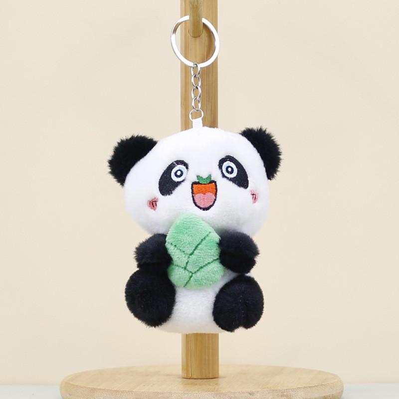 Cute Panda Stuffed Animal Keychain Soft Pp Cotton Plush 12 Cm Black Brown
