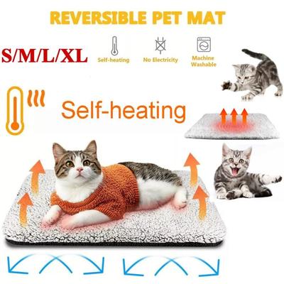 Стираемая самонагревающаяся подстилка для питомца, мягкое зимнее термоодеяло, самонагревающаяся кошачья лежанка для дома и улицы