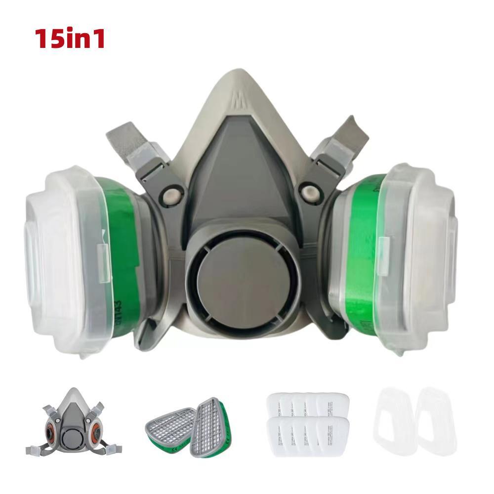 6200 Gas Mask 7-in-1/15-in-1 Reusable Half Face Mask with Filter, Suitable for Painting, Welding, Woodworking, and Organic Vapor
