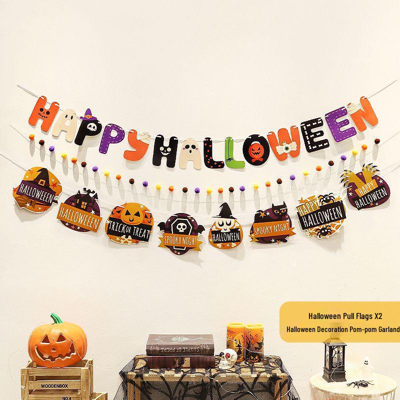 Halloween Hanging Decor: Flags, Flowers, and Ornaments for a Spooky Atmosphere