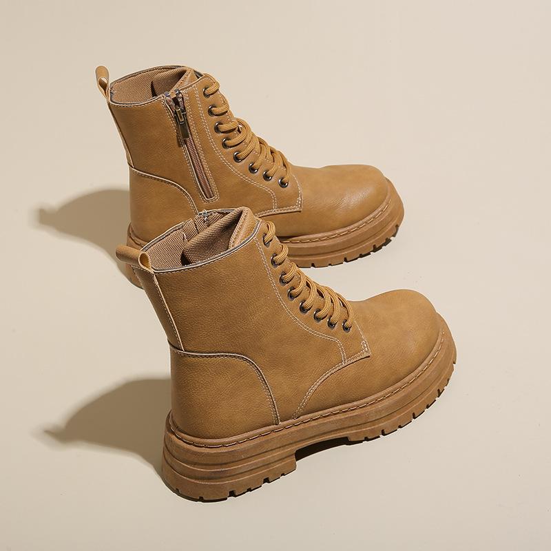 Инс тренд ботинки мартин женские 2025 осень новые британские платформа студенческие короткие ботинки универсальные локомотивные ботинки цвета ревеня 2627