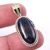 Natural Bloodstone Gemstone 925 Solid Sterling Silver TwoTone Pendant 1.50" U5j07