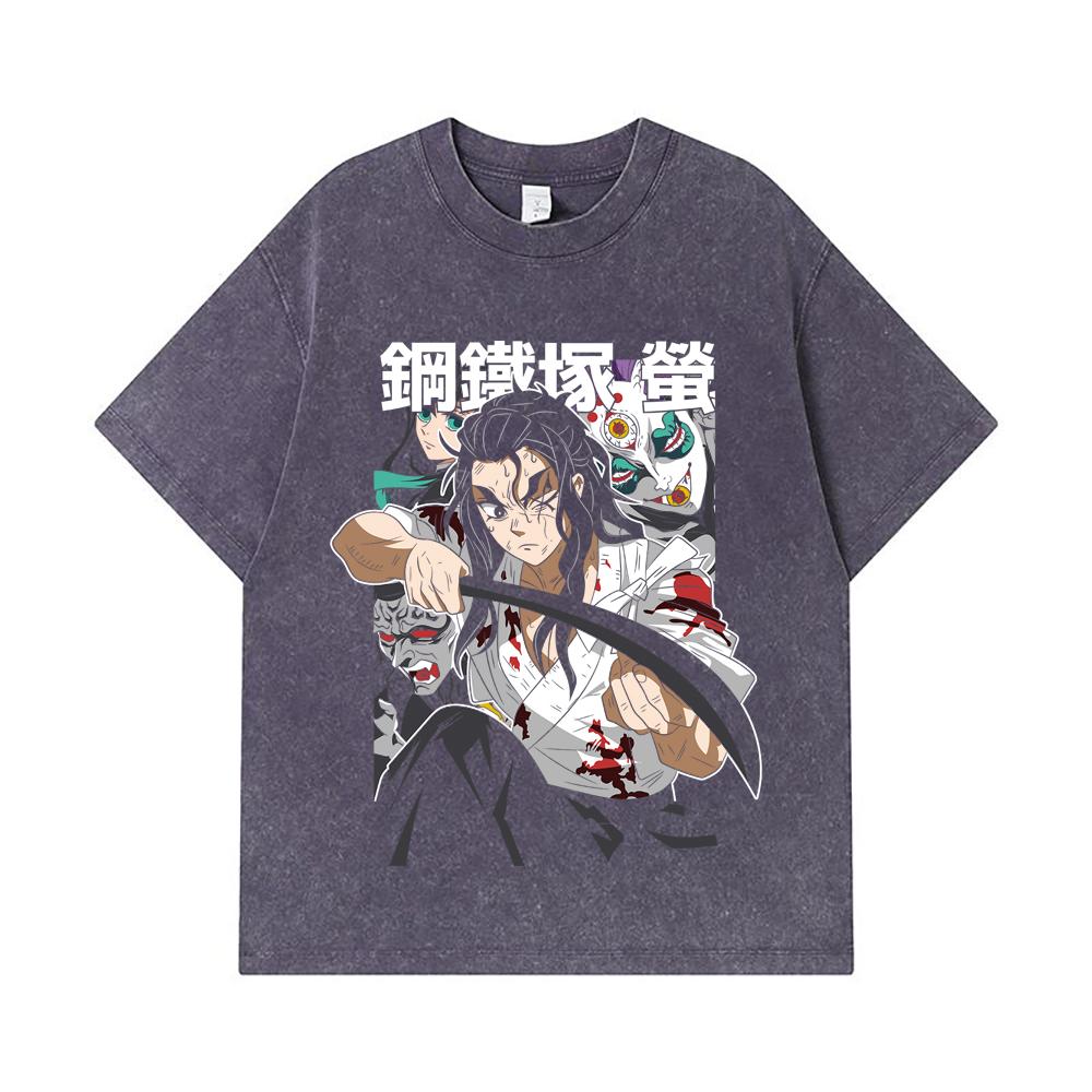 275 GSM Washed T-shirts 100% Cotton Demon Slayer V27 Haganezuka Print Unisex Heavy Cotton T Shirt