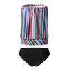 2Pcs/Set Women Swimsuit Set Bandeau Sleeveless Striped Print Swimming Tops High Waist Swimming
