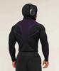 Мужская фитнес-футболка с длинным рукавом и капюшоном GYMSHARK Onyx с высокой эластичностью