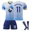 Подростки Дети Взрослые Индивидуальное Имя Футбольные Комплекты 25/26 Синий Барса #11 РАФИНЬЯ Спортивный Тренировочный Комплект с Носками