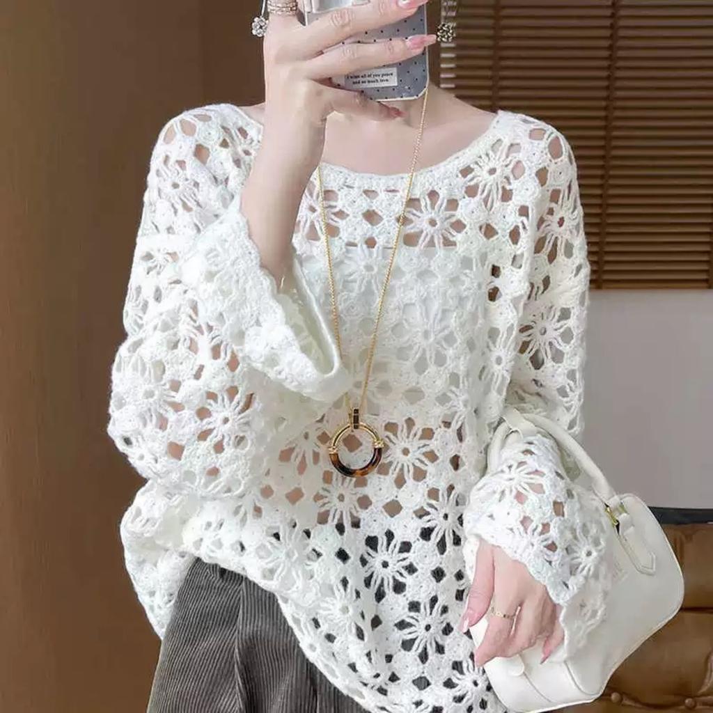2025 Spring Women Solid Sweaters Knitting Basic Fashion O-Neck Style Loose Pullover Sweater