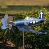 1Pc Metal Aircraft Weather Vane Sculpture Windmill Ornaments Outdoor Courtyard Garden Decoration Pinwheel Airplane Wind Spinner