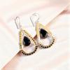 Natural Black Onyx Gemstone 925 Sterling Silver Jewelry Handmade Earrings 2.27" EE-82-15