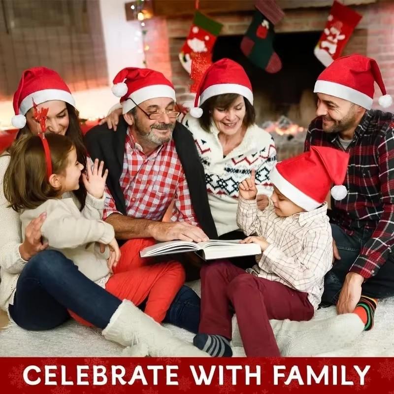 Рождественская шапка для взрослых и детей Красные рождественские шапки Санта-Клауса Веселые рождественские шапки Новогодние украшения для мальчиков и девочек Навидад