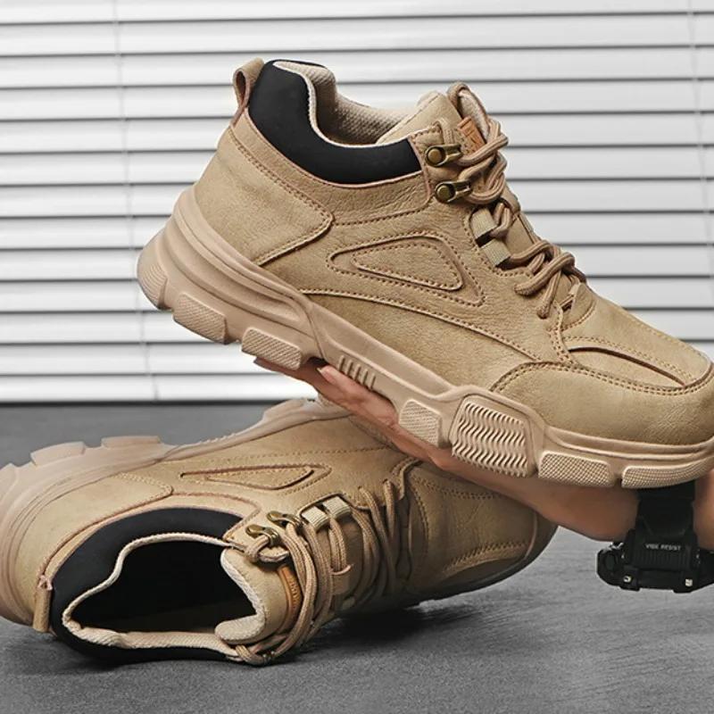 Мужская обувь Поворотная пряжка Стальной подносок Защитная рабочая обувь Неразрушимая Защита от падения Защита от ударов Кроссовки на платформе Мужские ботильоны Зима