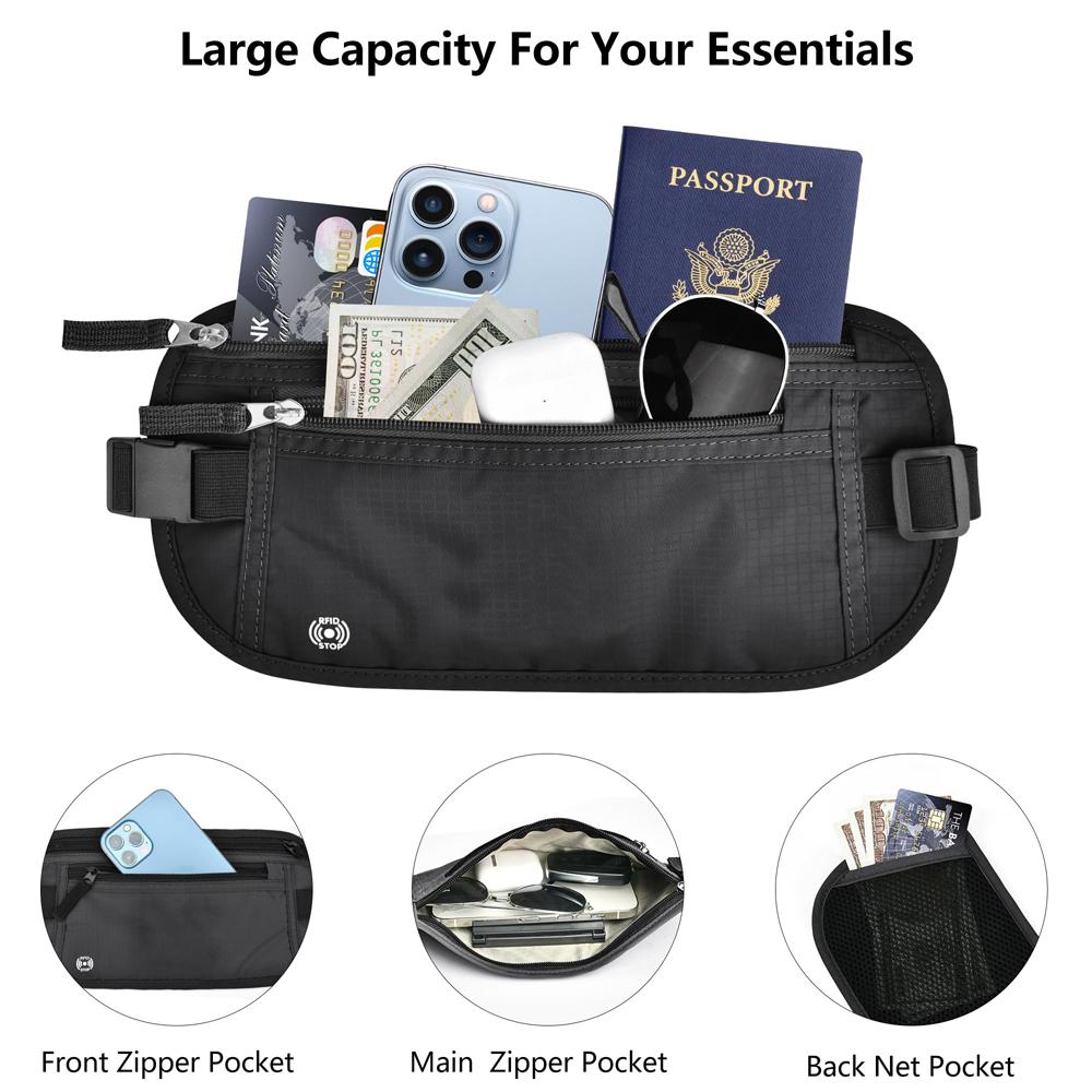 Дорожная поясная сумка Обложка для паспорта с защитой от кражи RFID Тонкий дорожный кошелек для женщин и мужчин
