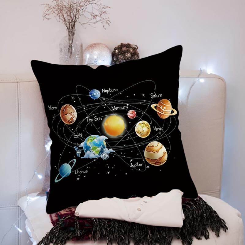 Vikama Solar System Planetary Cushion Cover Starry Sky Cosmic Print Cushion Cover Sofa Bedroom Decorative Pillowcase
