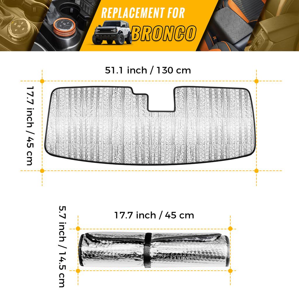 Рифмированный солнцезащитный козырек для лобового стекла автомобиля, экран, УФ-отражатель, складной солнцезащитный козырек, подходит для автомобиля Ford Bronco 2022