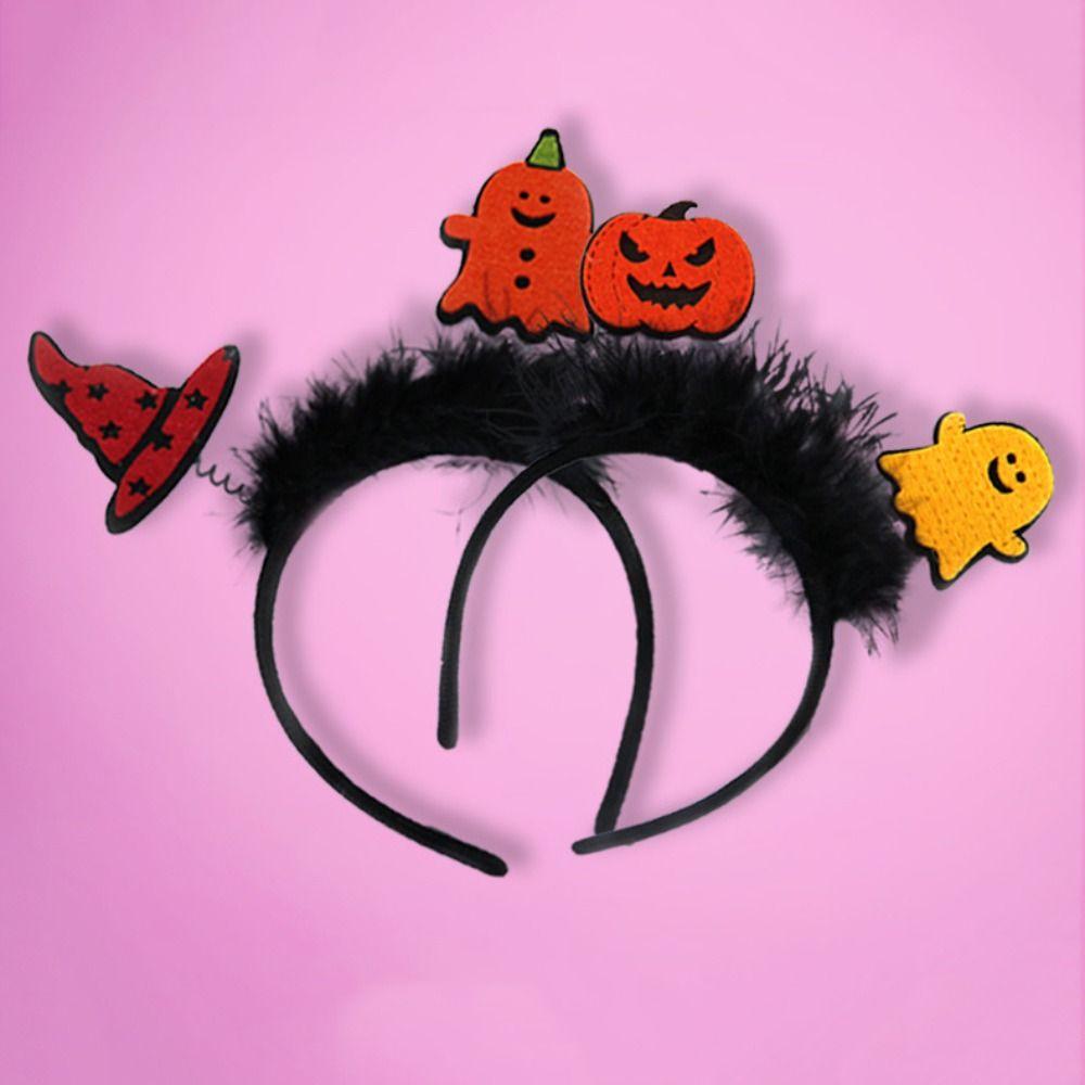 Cartoon Halloween Feather Headband Pumkin Ghost Headband Funny Pumkin Hairband Halloween Party