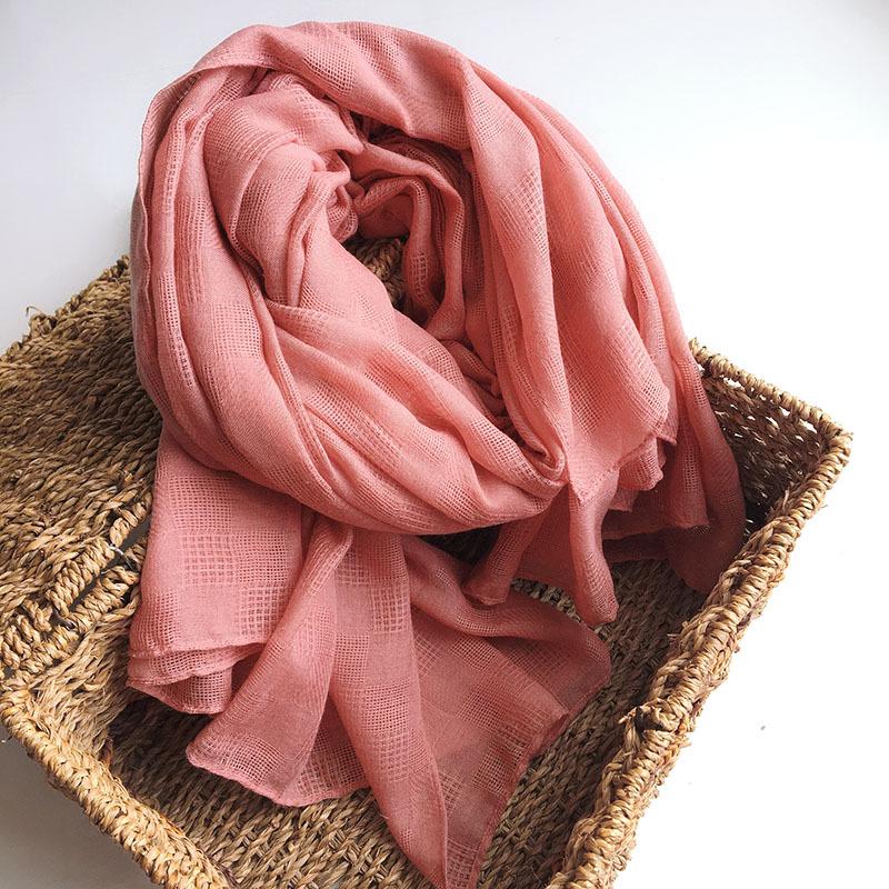 Cotton And Linen Solid Color Burgundy Japanese Scarf, Literary And Artistic Hollow Student Autumn And Winter Shawl, Thick Thermal Scarf