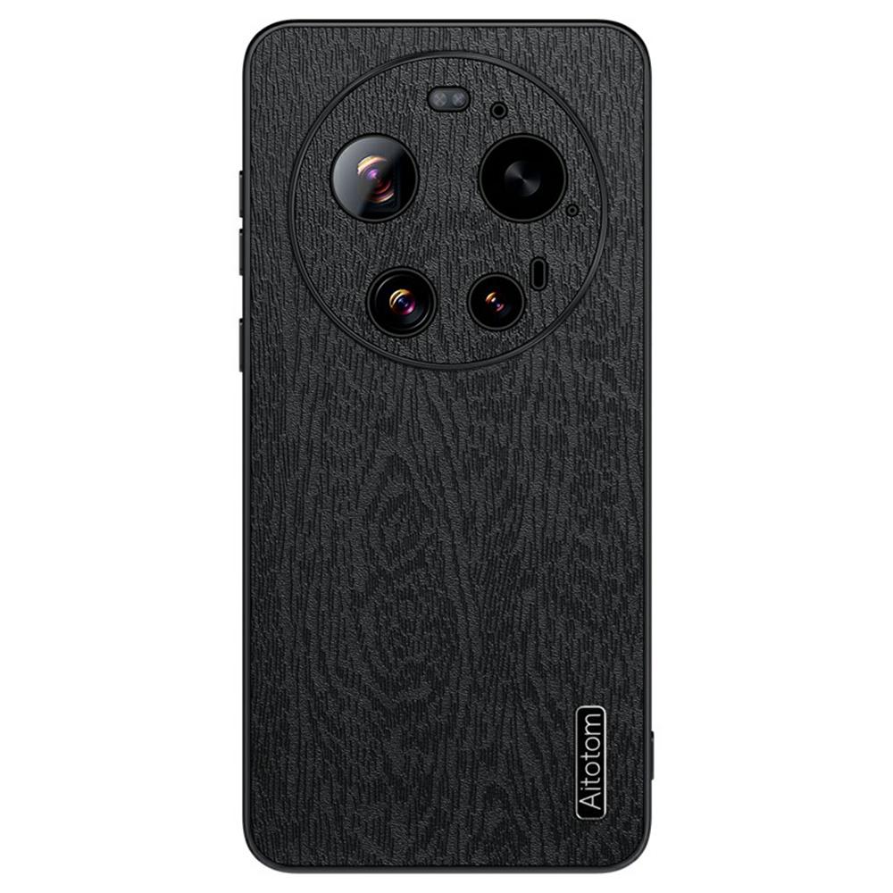Чехол для Xiaomi 17 Ultra 5G с текстурой дерева, покрытый ПУ-кожей, ПК ТПУ, Чехол для телефона