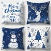 Home Decor Merry Christmas & Winter Animal Snowflake Pillow Pattern Cushion Cover Suitable For Sofa Bedroom Car Pillow Cover