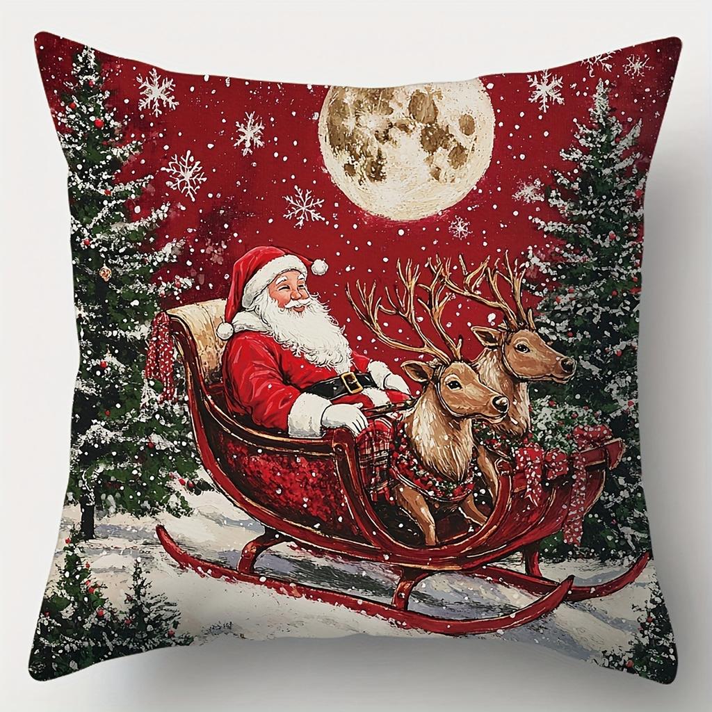 Christmas and New Year Decoration Pillowcase Santa Claus Snowman Pillow Cover Living Room Sofa Cushion Cover Home Decoration