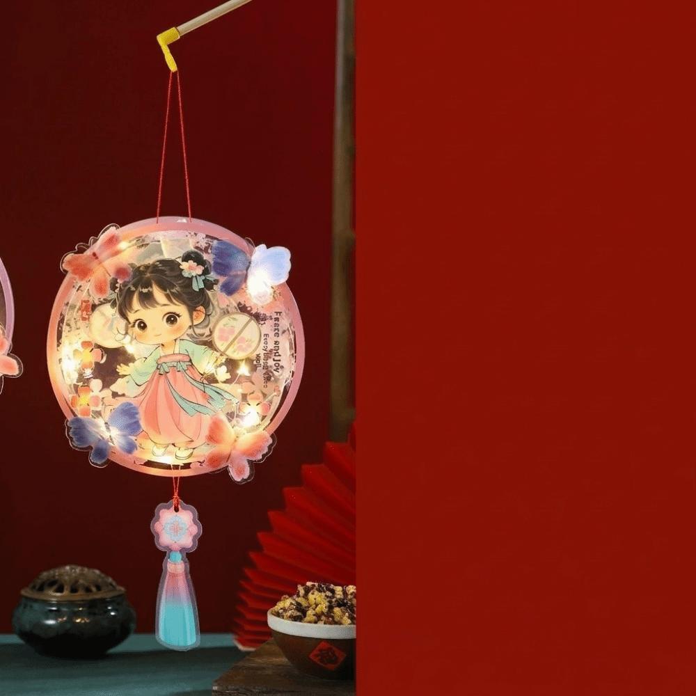 Transparent Mid-Autumn Festival Lantern DIY Craft Kit Cartoon Rabbit Lamp Hanfu Accessories