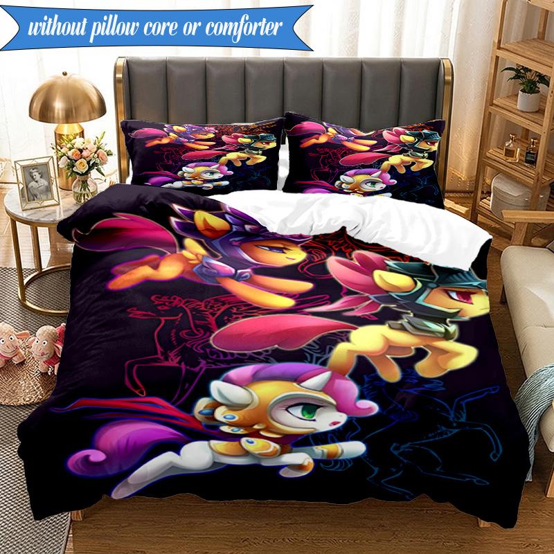 Rainbow unicorn In Clouds 3pcs K-pop music group Bedding set,Ideal for Bedroom, Dormitory,Including Duvet Cover And 2pcs Pillowcases,Fan gifts