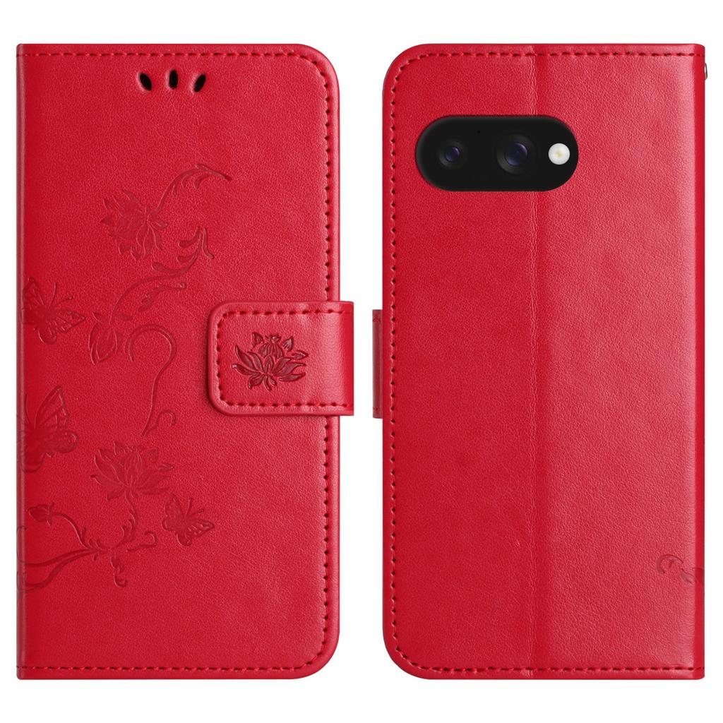 Для Google Pixel 9a Чехол Кошелек Подставка Тисненый Бабочка Цветок PU Кожа Чехол для Телефона